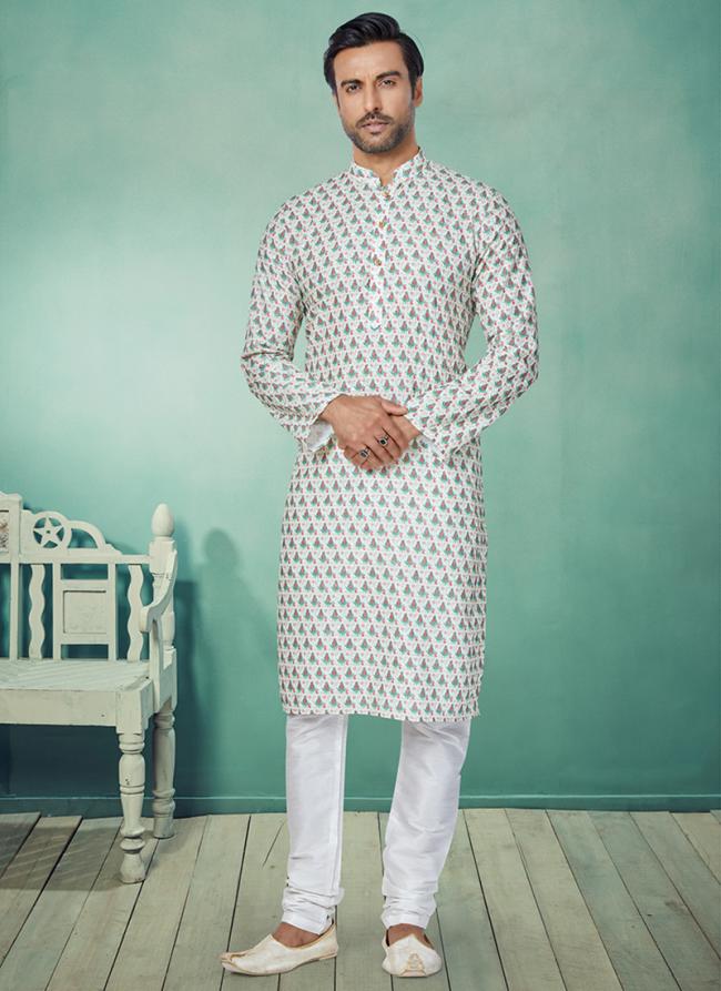 Dhupion Silk Multi Colour Festival Wear Printed Readymade Kurta Pajama